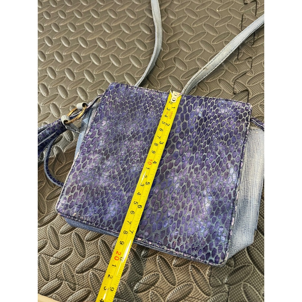 Kelly Wynne Crossbody Womens OS Blue Purple Snakeskin Embossed Tassel Bag - Picture 11 of 12